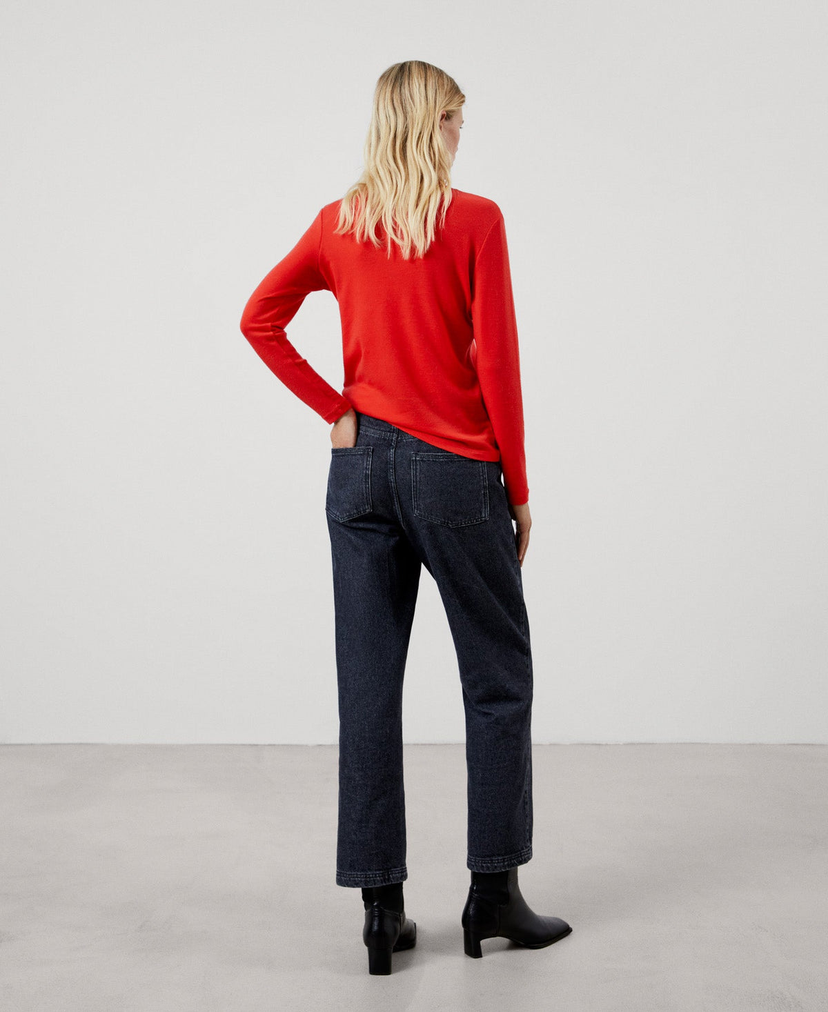 Women Long-Sleeve T-Shirt | Coral Merino Wool Long Sleeve T-Shirt by Spanish designer Adolfo Dominguez