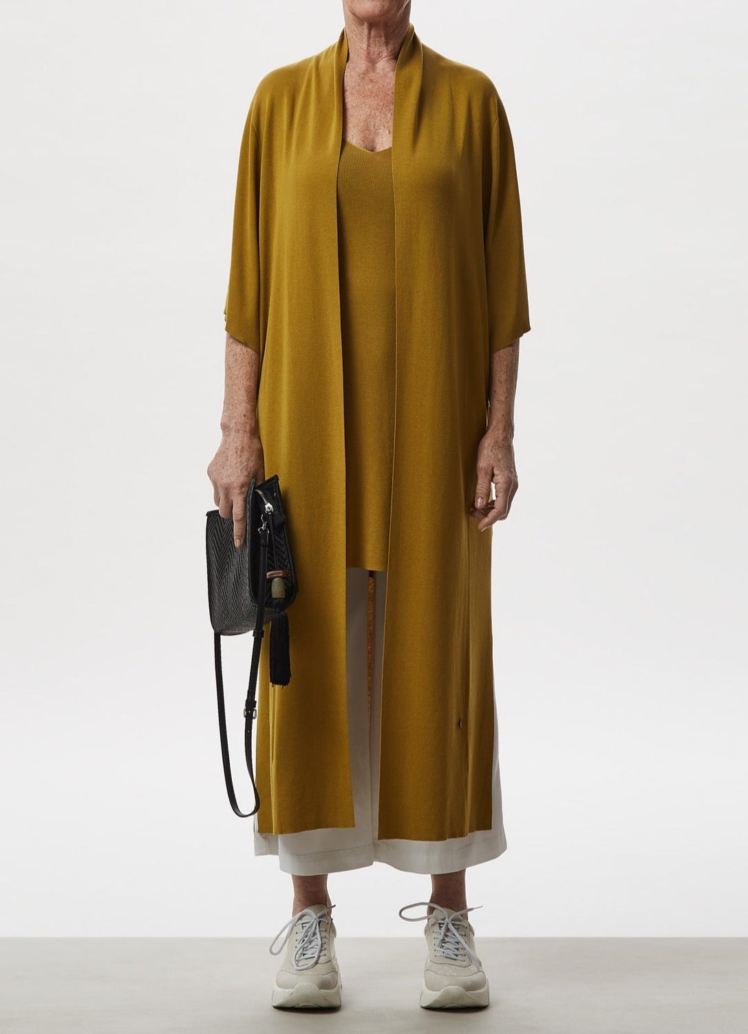 Women Jersey | Dark Green Sleeveless Long Top by Spanish designer Adolfo Dominguez