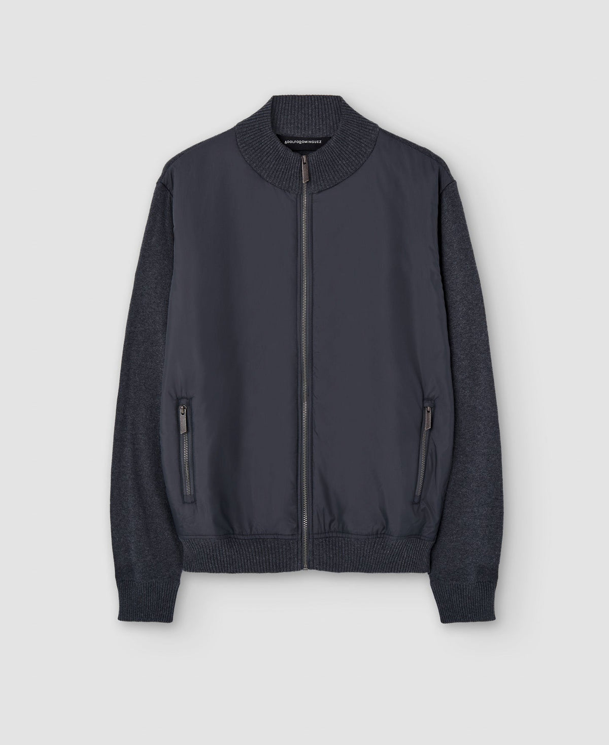 Men Knit Jacket | Dark Grey Cardigan by Spanish designer Adolfo Dominguez