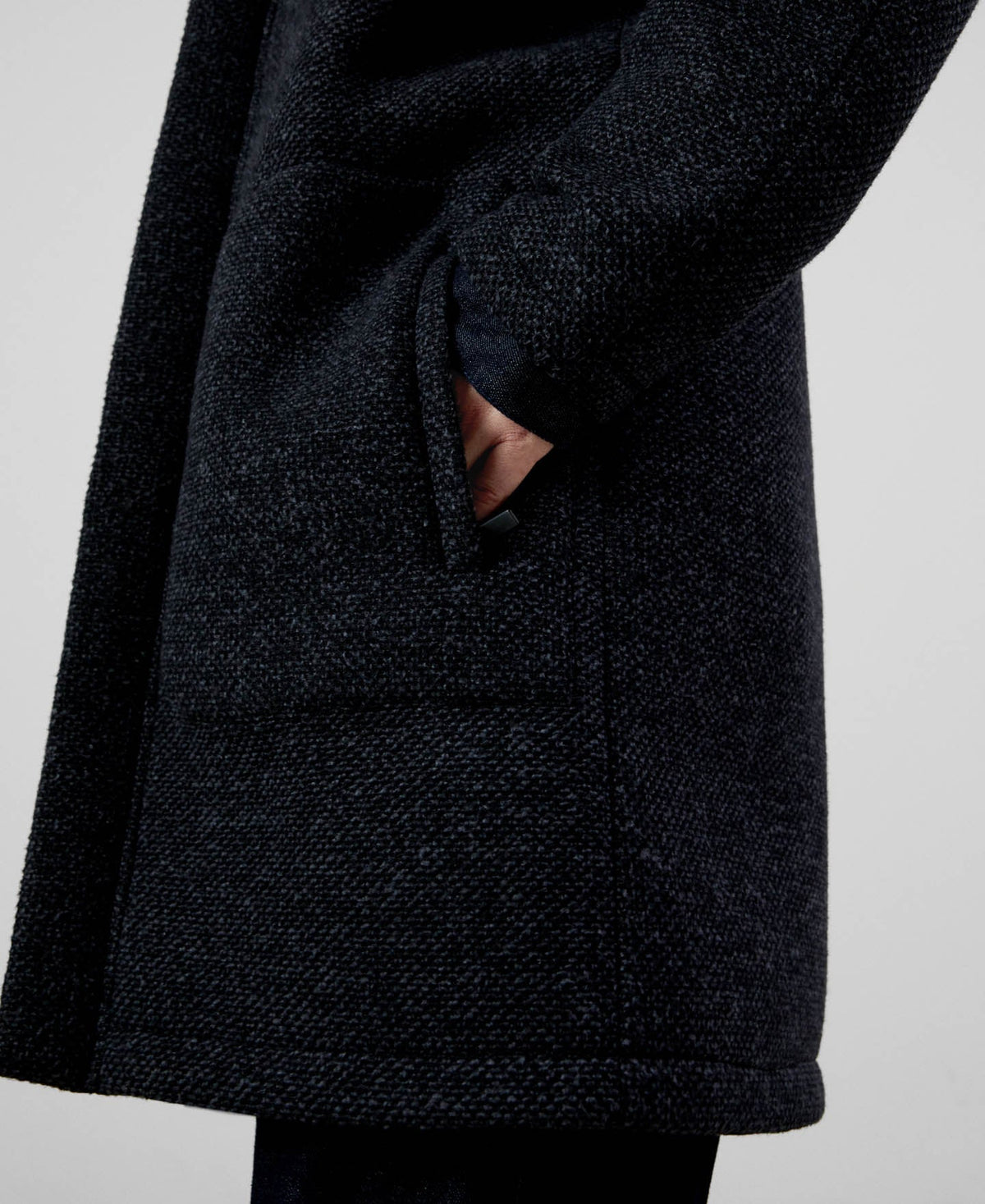 Men Long Jacket | Dark Grey Mens Coat by Spanish designer Adolfo Dominguez