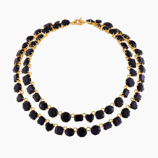 Deep Sparkling Blue Two Row La Diamantine Luxurious Necklace | AMLD3551