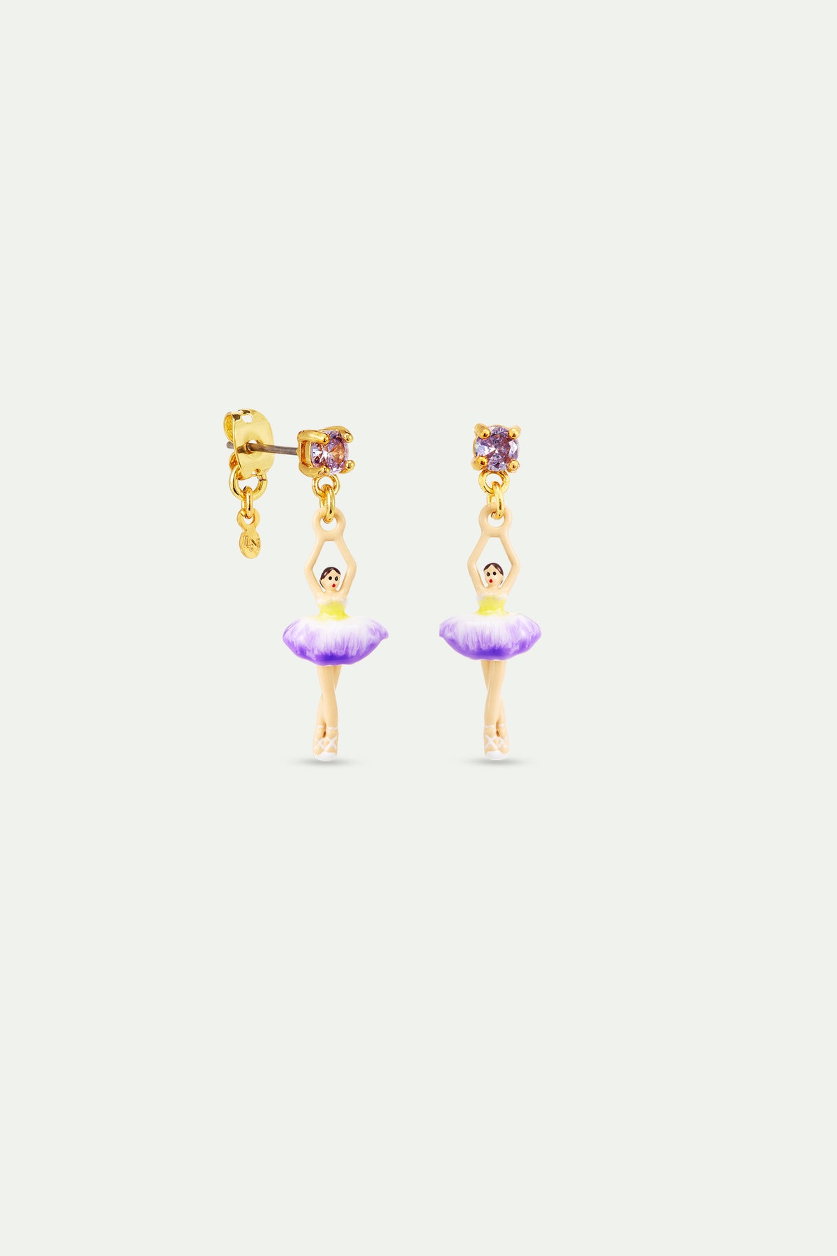 Purple And Yellow Tutu Ballerina Earrings alternate stud view