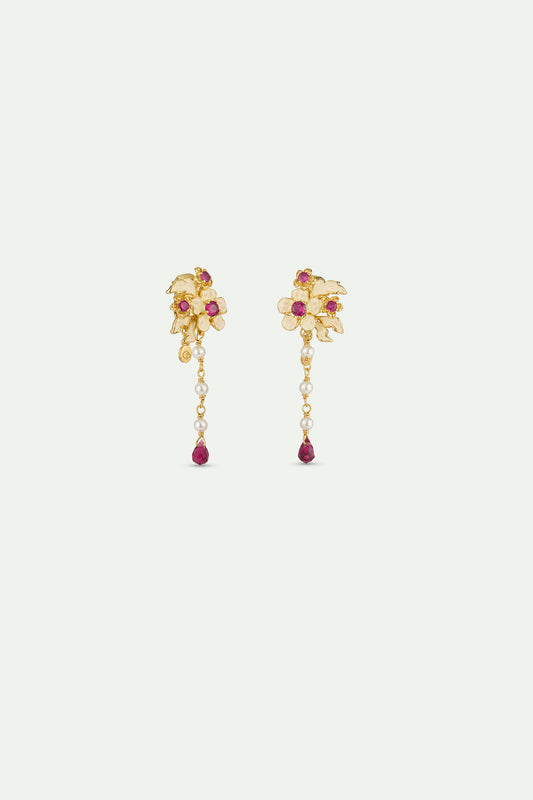 Gold Anemone Dangle Earrings alternate clip-on view