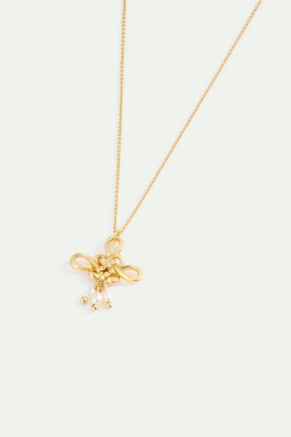 Gold Bow And Cultured Pearl Necklace alternate view