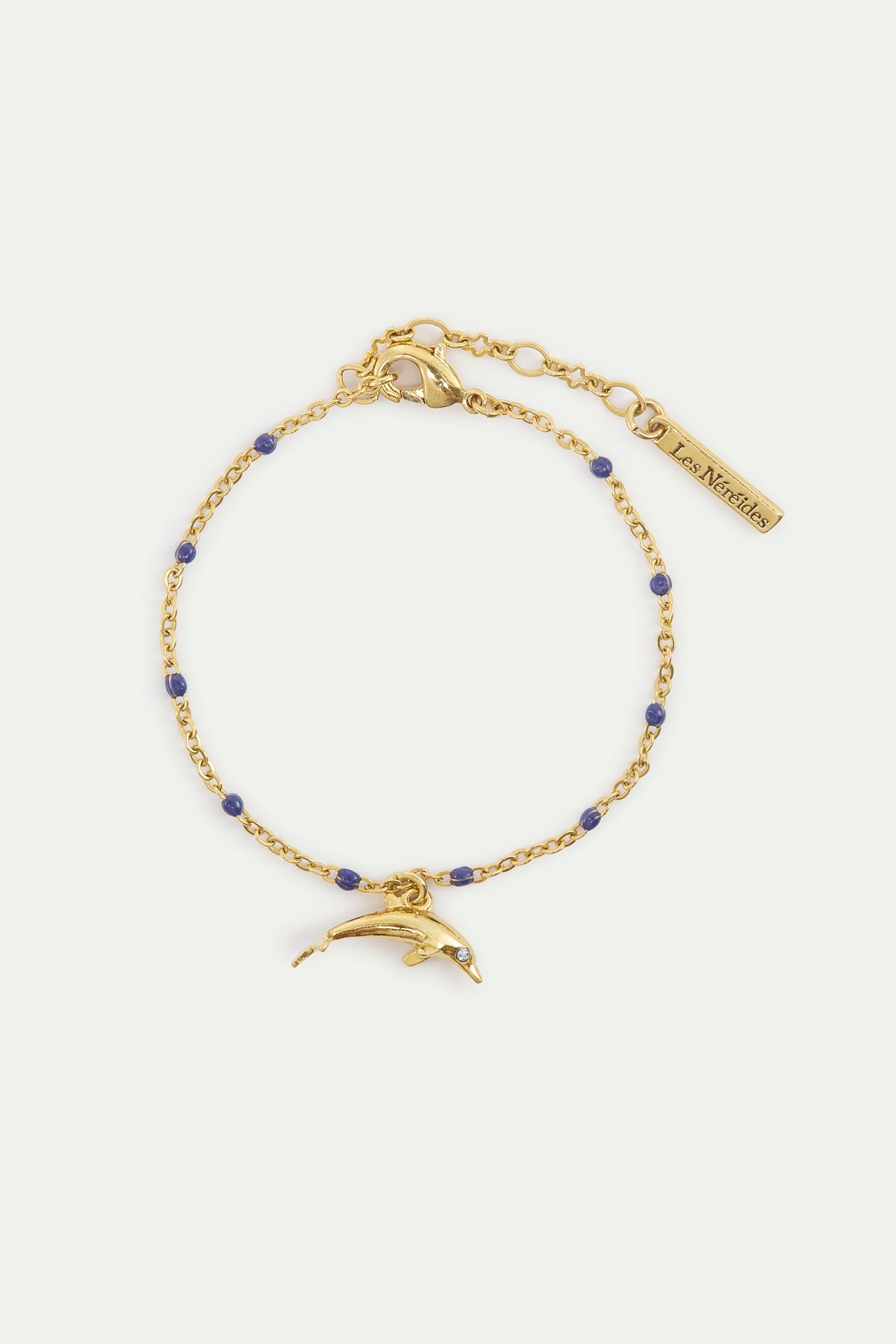 Gold Dolphin Pendant Bracelet front view