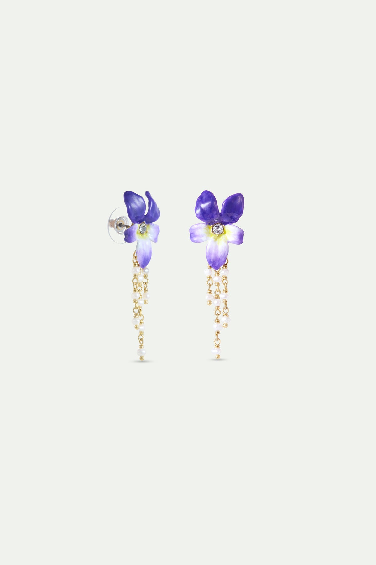 Violet And Cultured Pearls Dangle Earrings alternate stud view