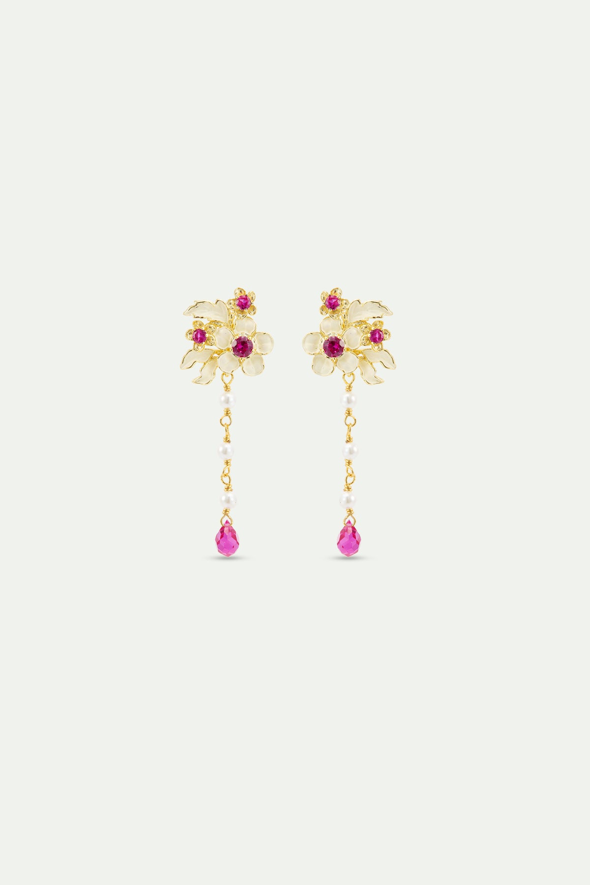 Gold Anemone Dangle Earrings alternate stud view