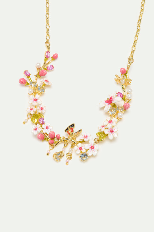 Statement Necklace With Hawthorn, Butterfly, Crystals And Pearls alternate view