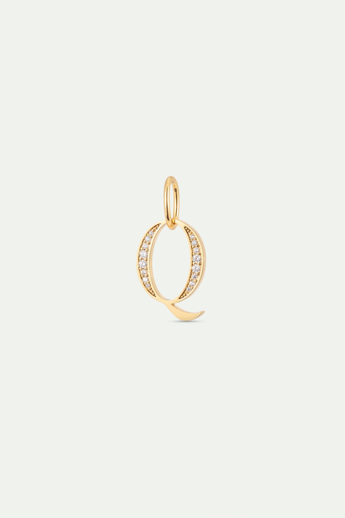 Gold Letter Q Pendant With Crystals