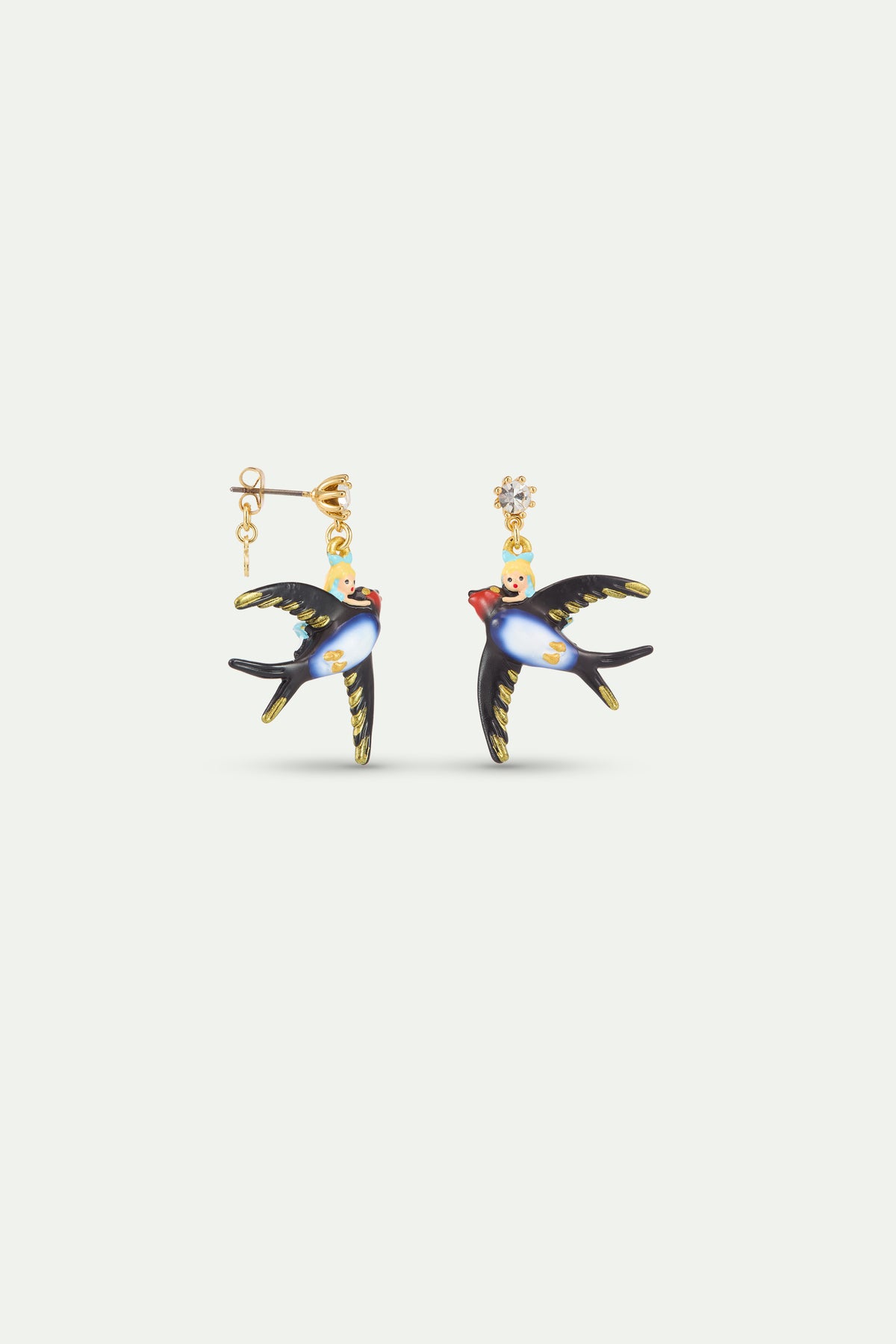 Alice, Swallow And Crystal Earrings alternate stud view