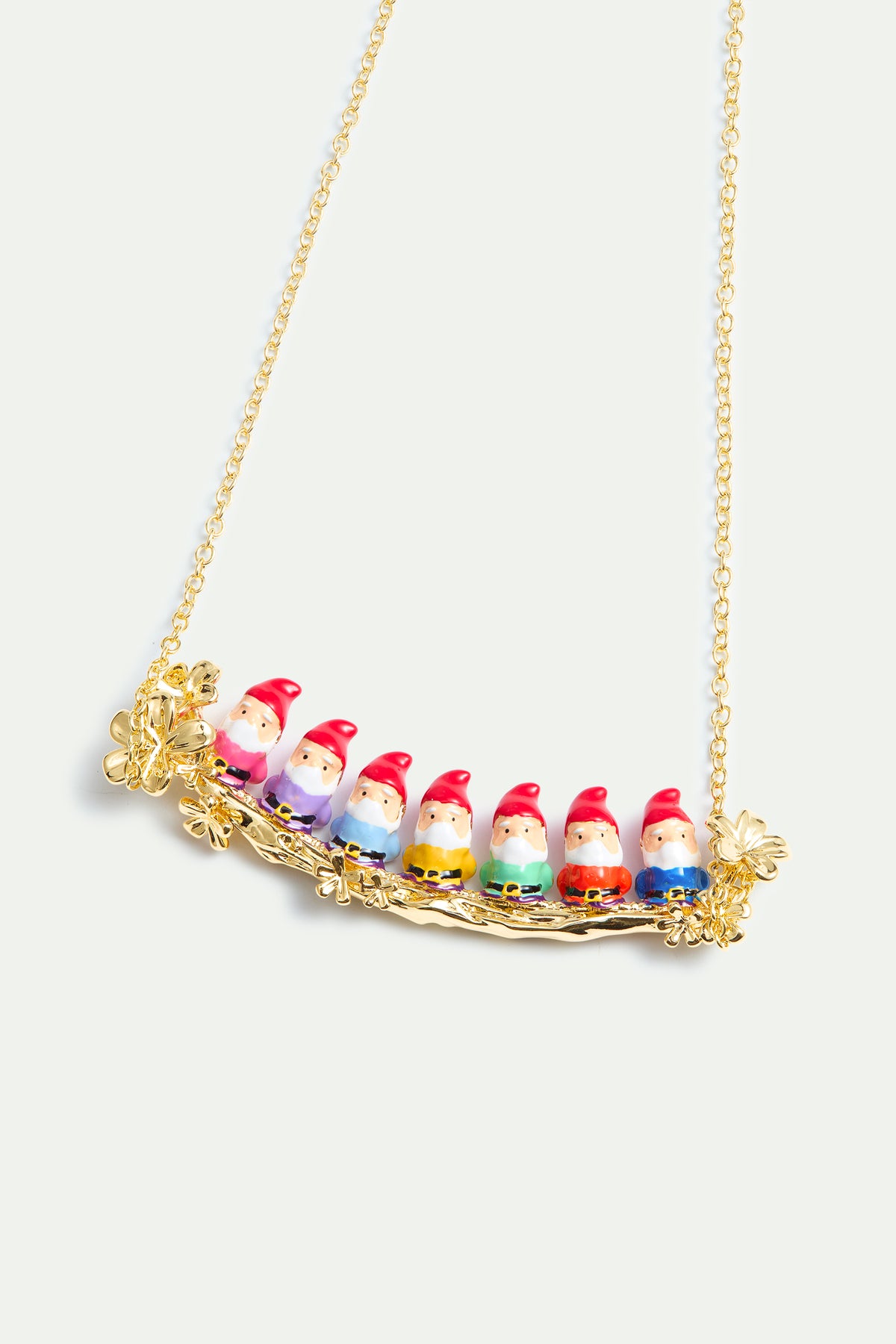 Seven Dwarves And Gold Flower Statement Necklace alternate view
