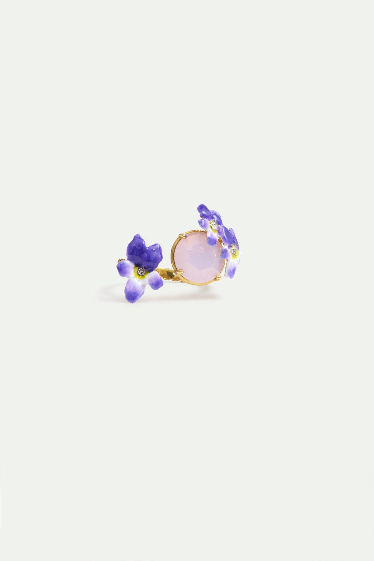Round Pink Faceted Stone And Violet Adjustable Ring alternate view