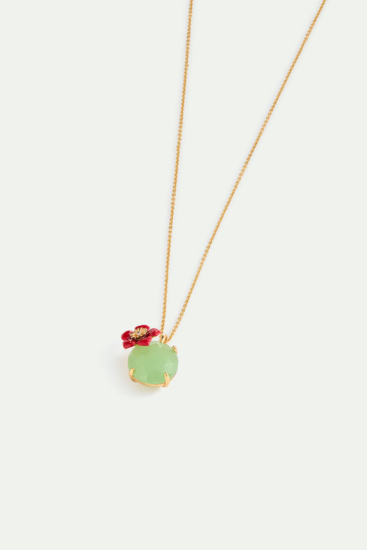 Green Round Stone And Plum Blossom Pendant Necklace alternate view