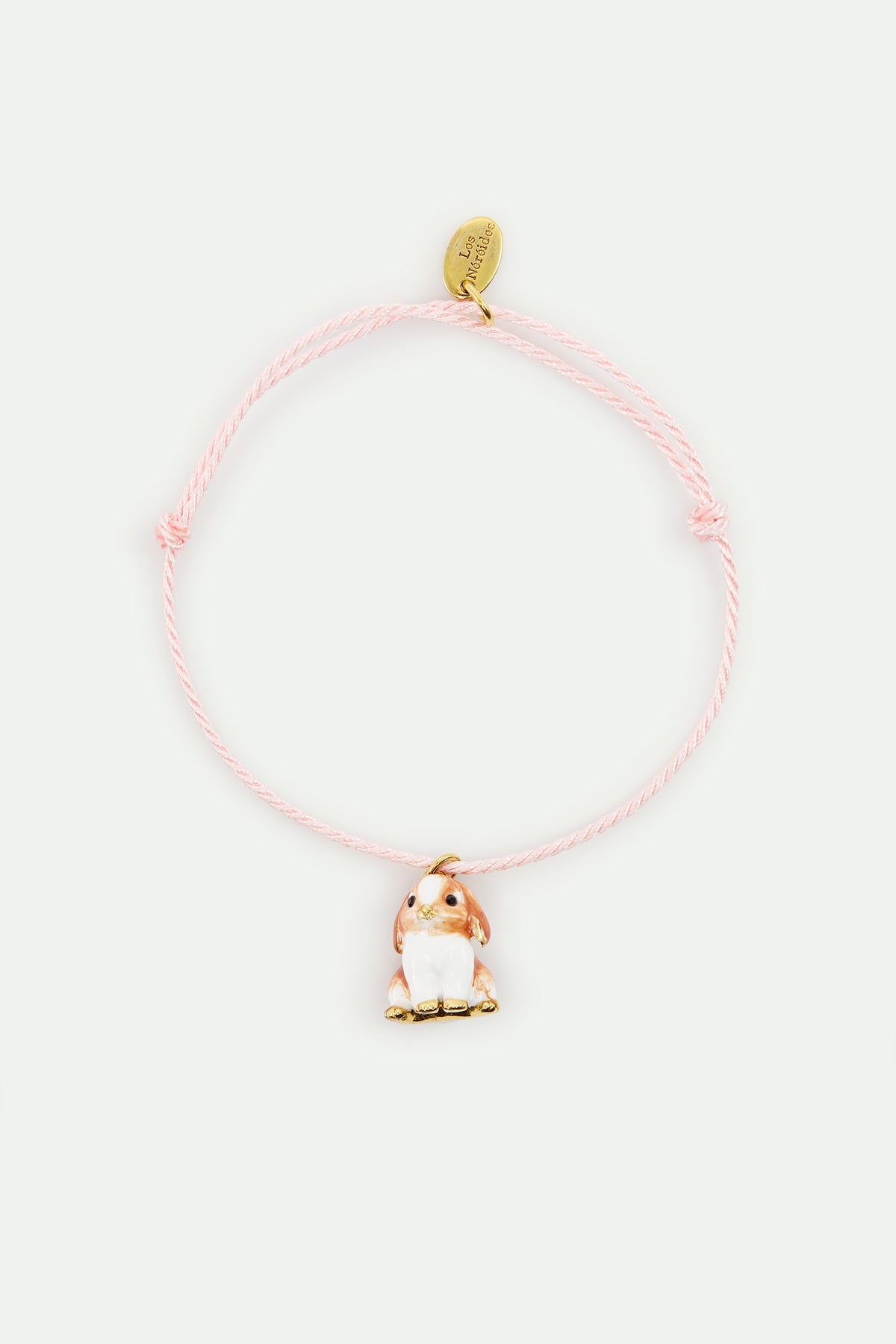 Pink Cord Lop Rabbit Bracelet front view