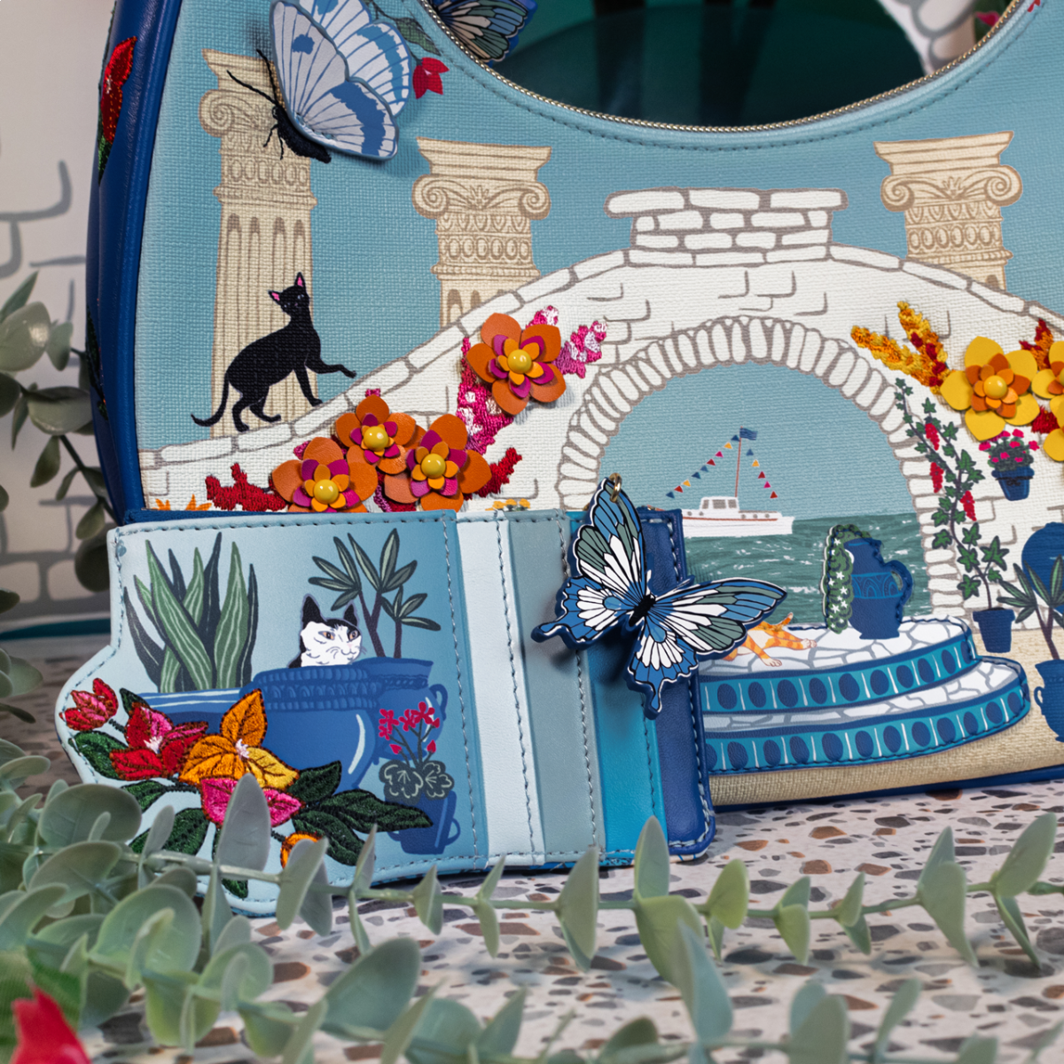 Greek Garden Zipper Card Coin Purse