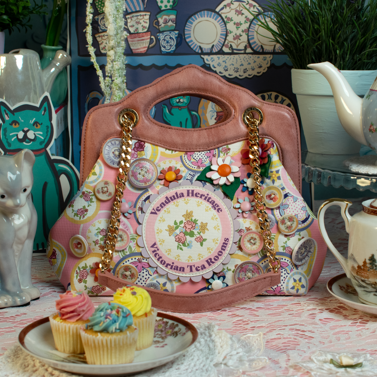 Heritage Victorian Tea Rooms Small Ornate Handle Bag