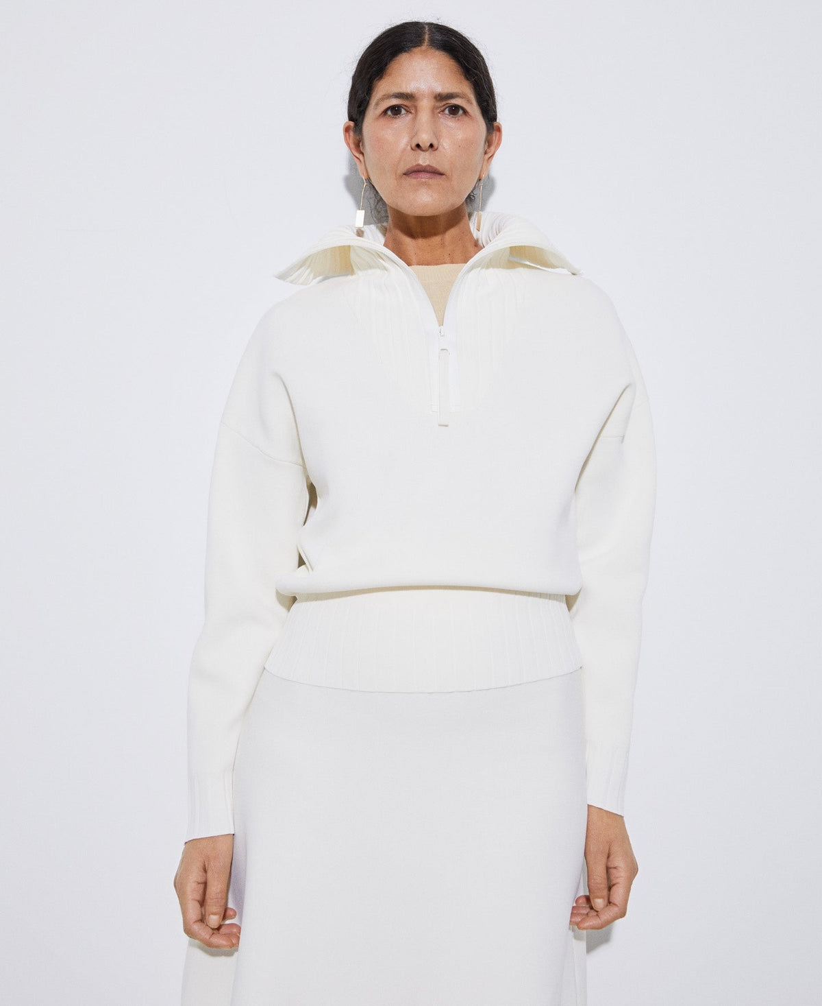 Women Jersey | Ecru Viscose And Recycled Nylon Sweater by Spanish designer Adolfo Dominguez