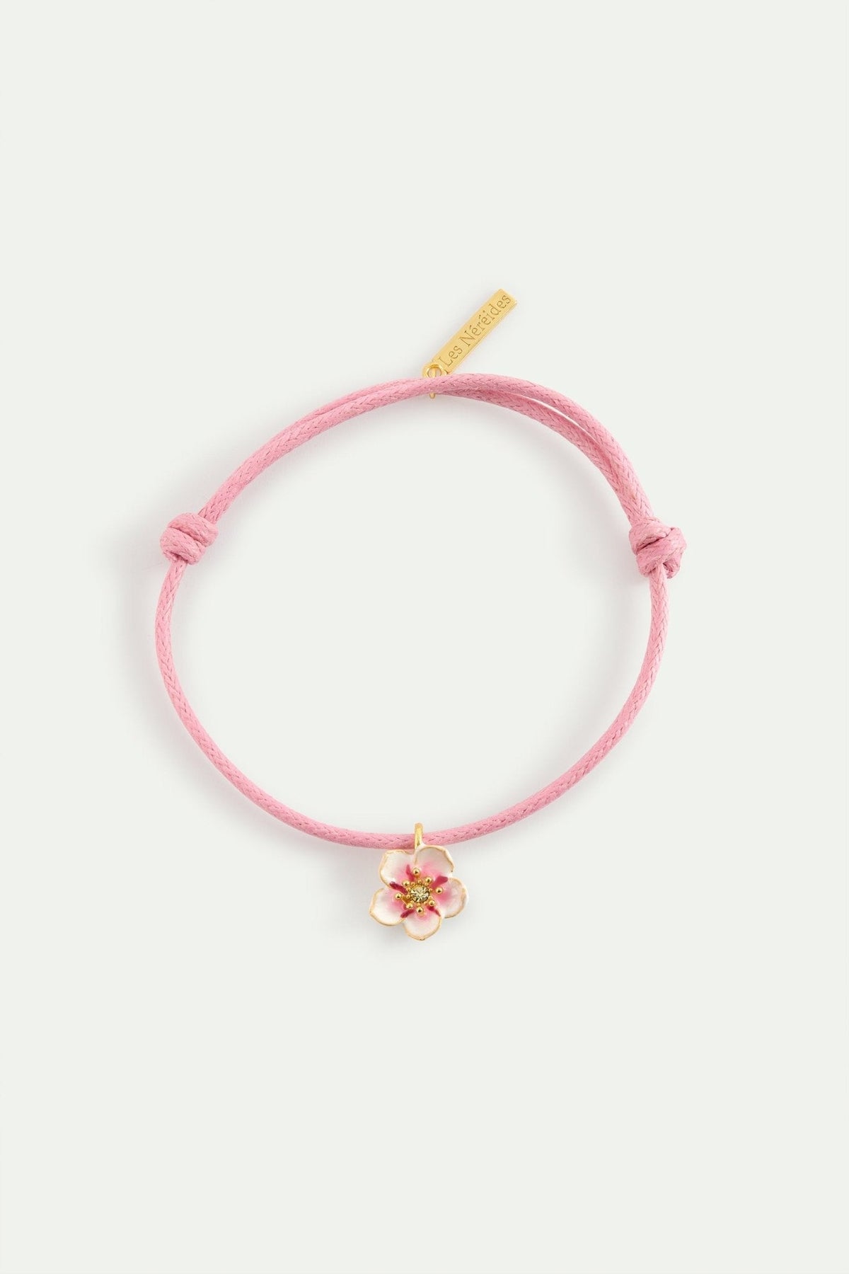 Pink Thread Bracelet With A Tiny White Cherry Blossom | AYHM2021