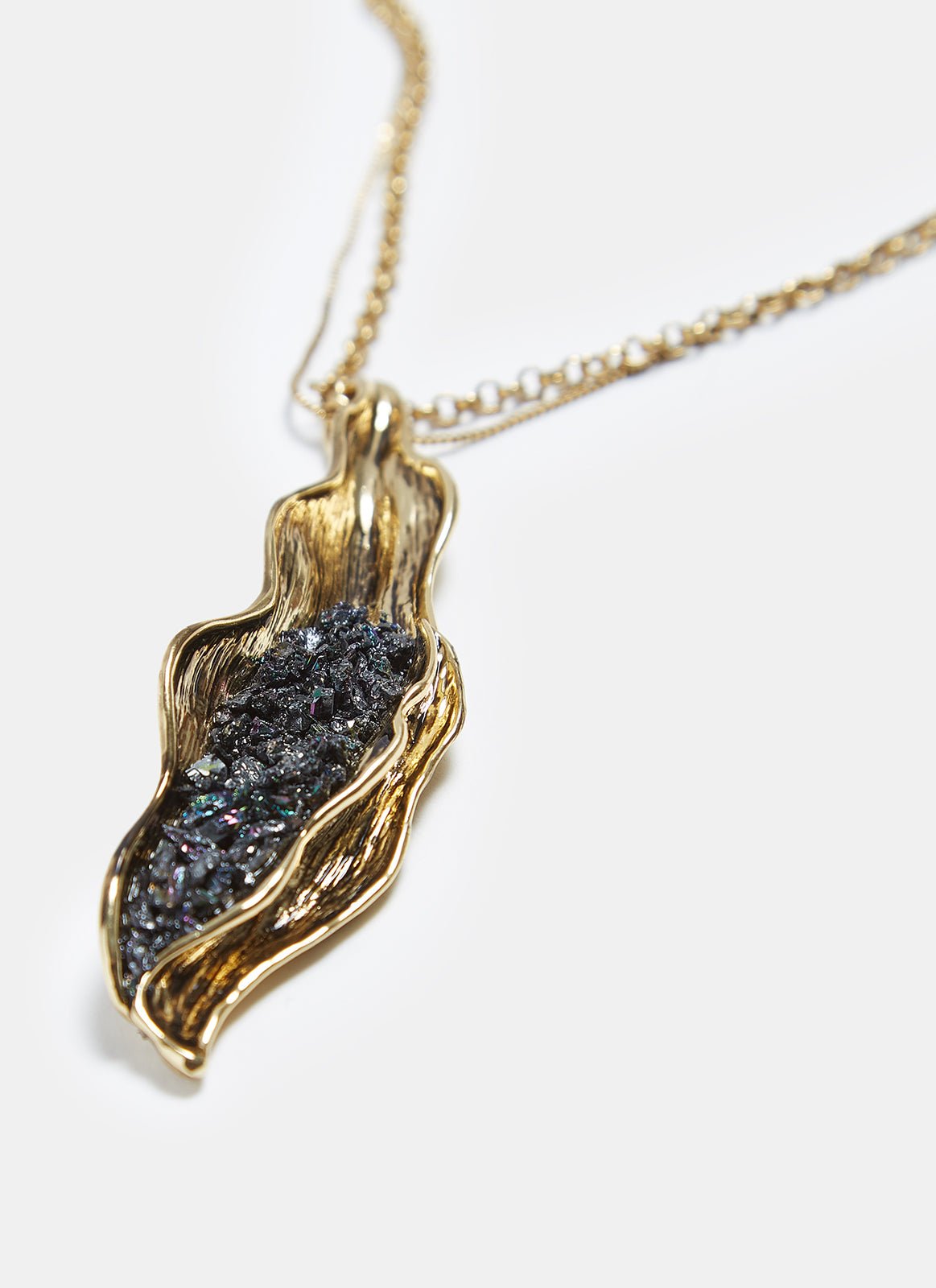 Women Accesories | Gold Long Necklace With Organic Penda by Spanish designer Adolfo Dominguez