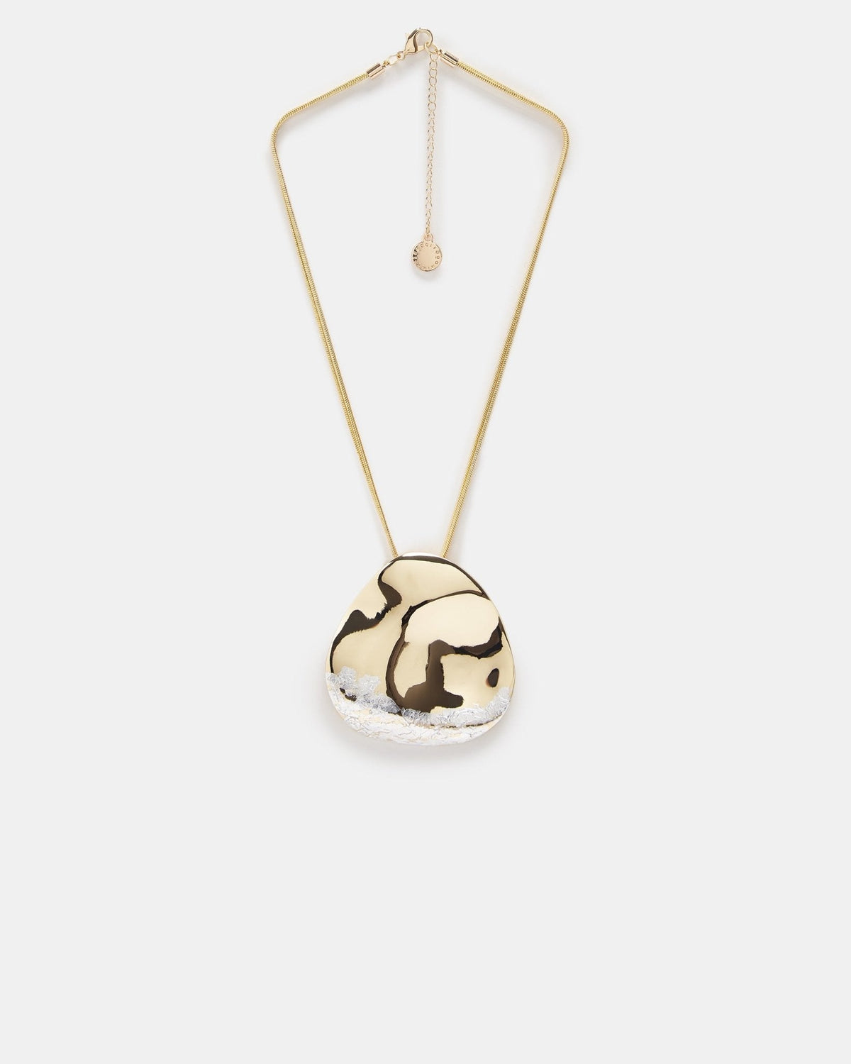 Women Necklace | Gold/Silver Textured Necklace With Iridescent Tones by Spanish designer Adolfo Dominguez