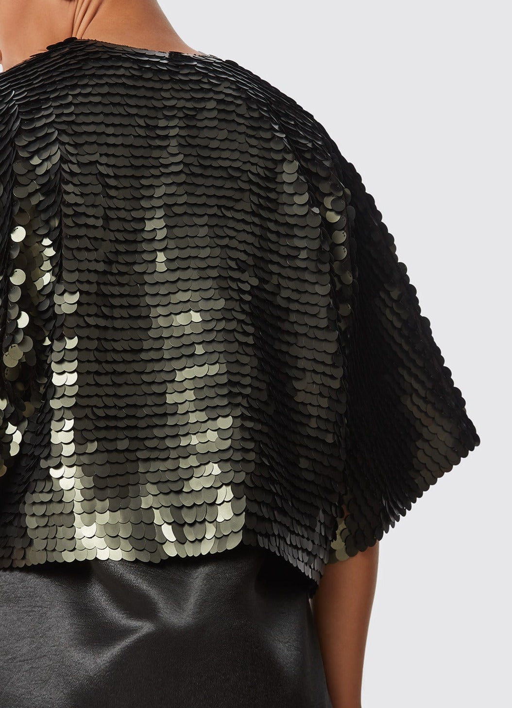 Women Knit Accesories | Green Bolero Jacket With Maxi Sequins by Spanish designer Adolfo Dominguez