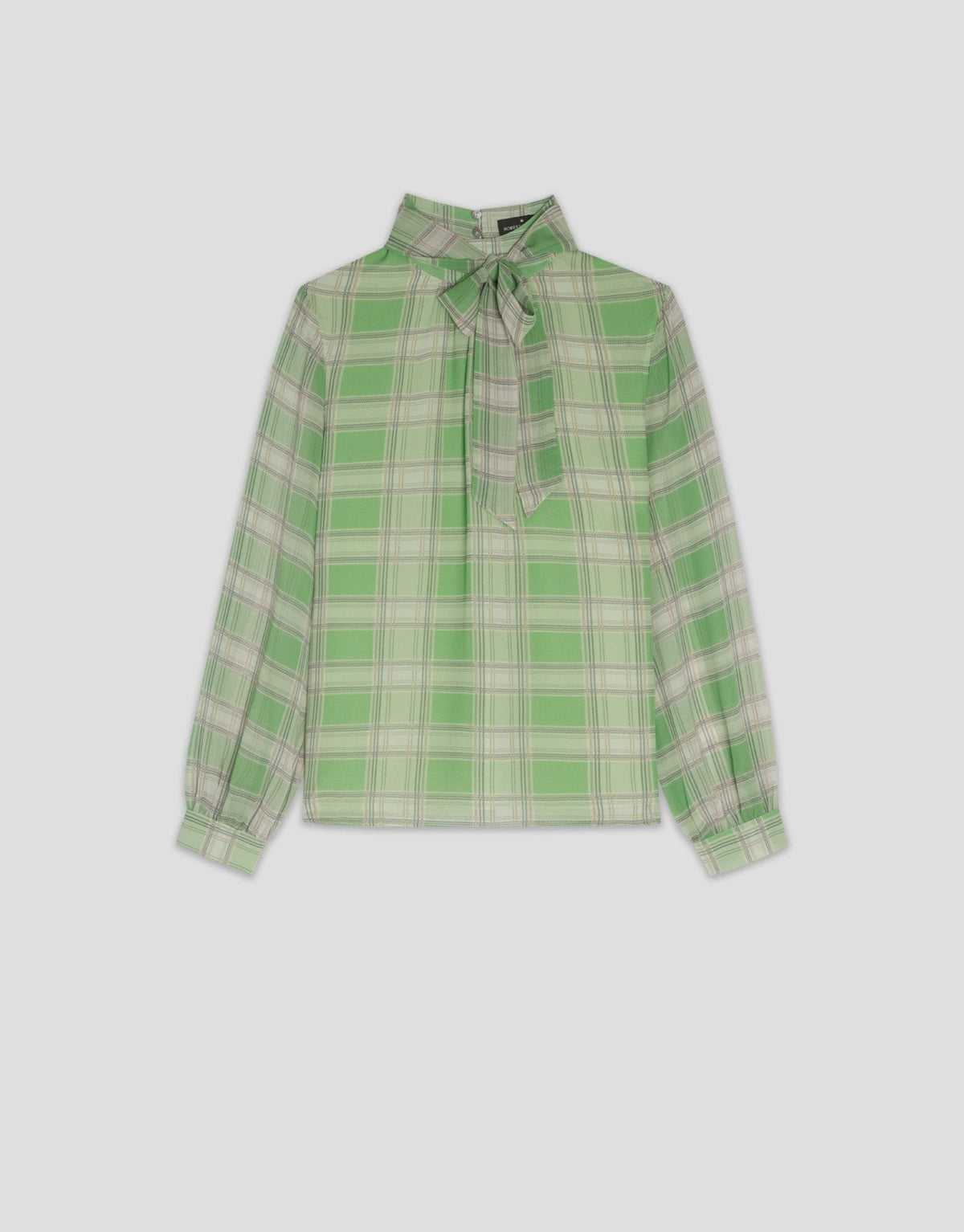 Shirts & Blouses | Green checkered blouse with puckered neckline by Spanish designer Roberto Verino