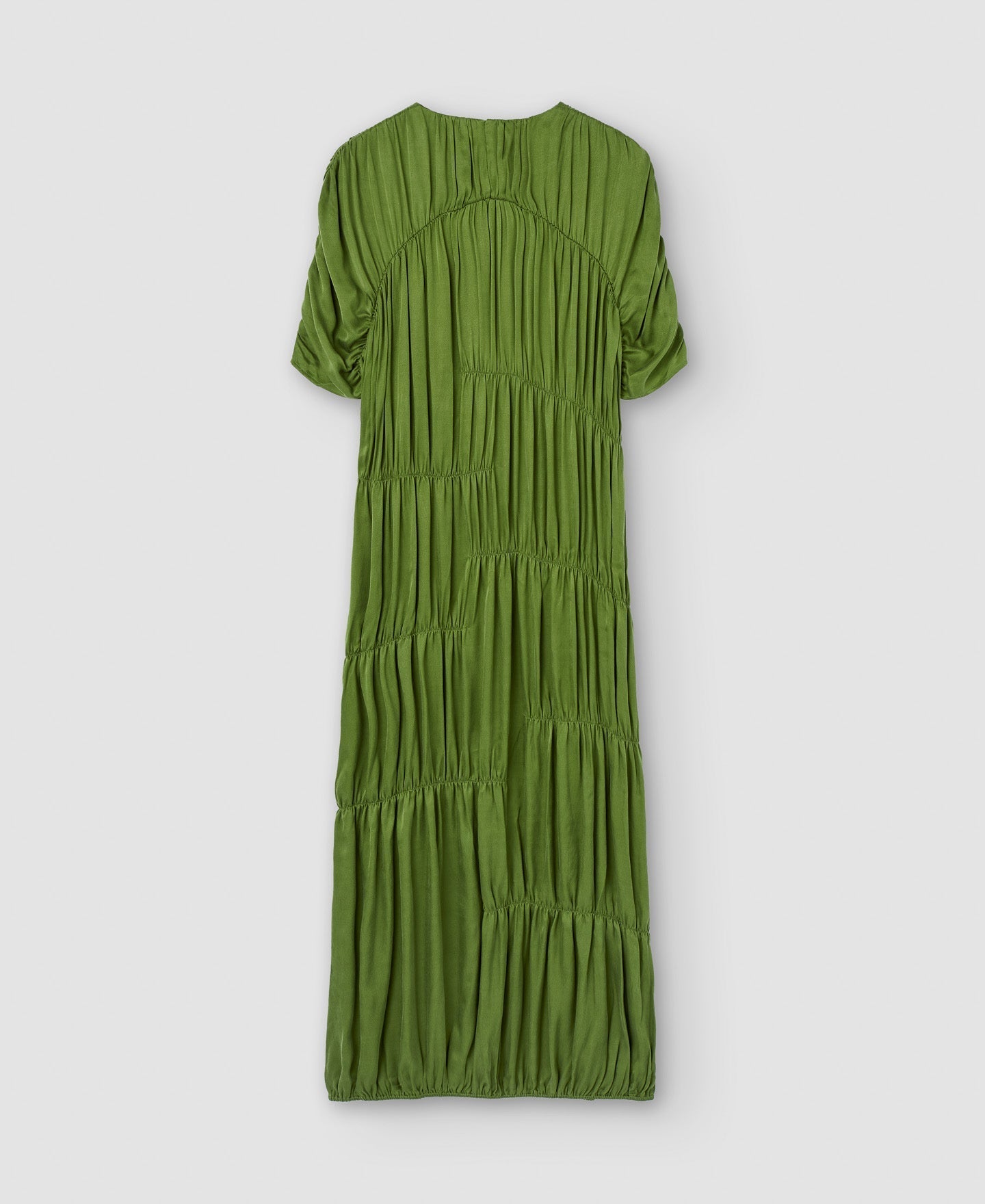 Women Cocktail Dress | Green Cupro Midi Dress by Spanish designer Adolfo Dominguez