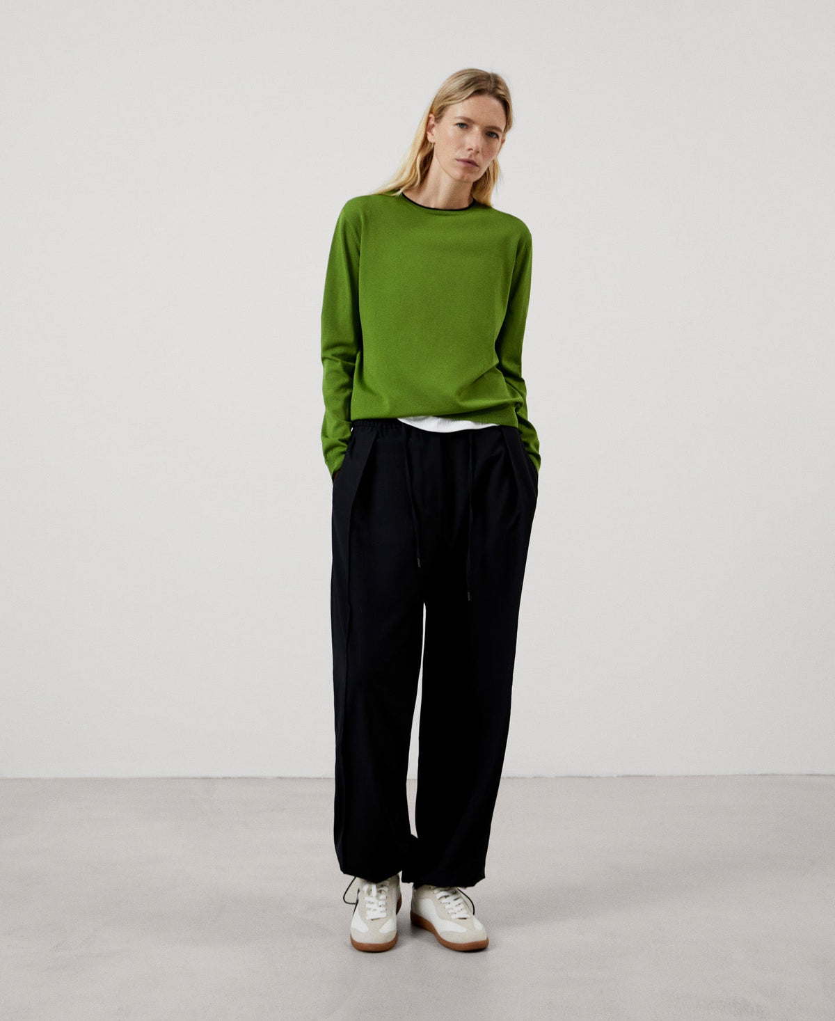 Women Jersey | Green Recycled Nylon Ultrathin Sweater by Spanish designer Adolfo Dominguez