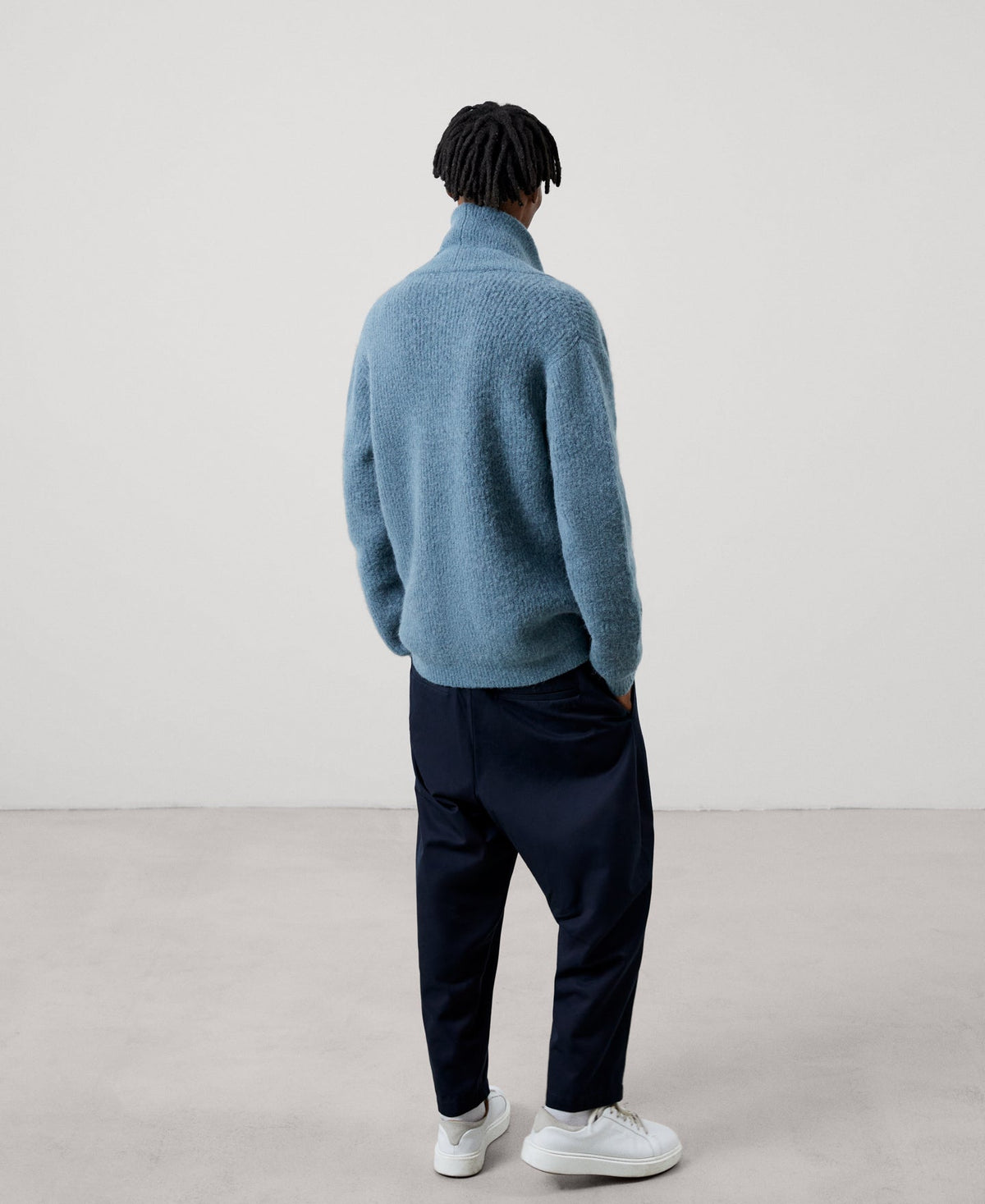 Men Knit Jacket | Green/Grey Cardigan In Wool Fabric by Spanish designer Adolfo Dominguez
