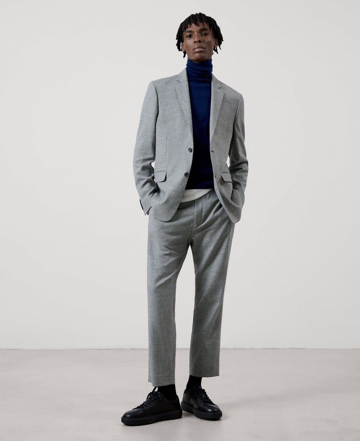Men Trousers | Grey Ankle-Length Tailored Trousers by Spanish designer Adolfo Dominguez