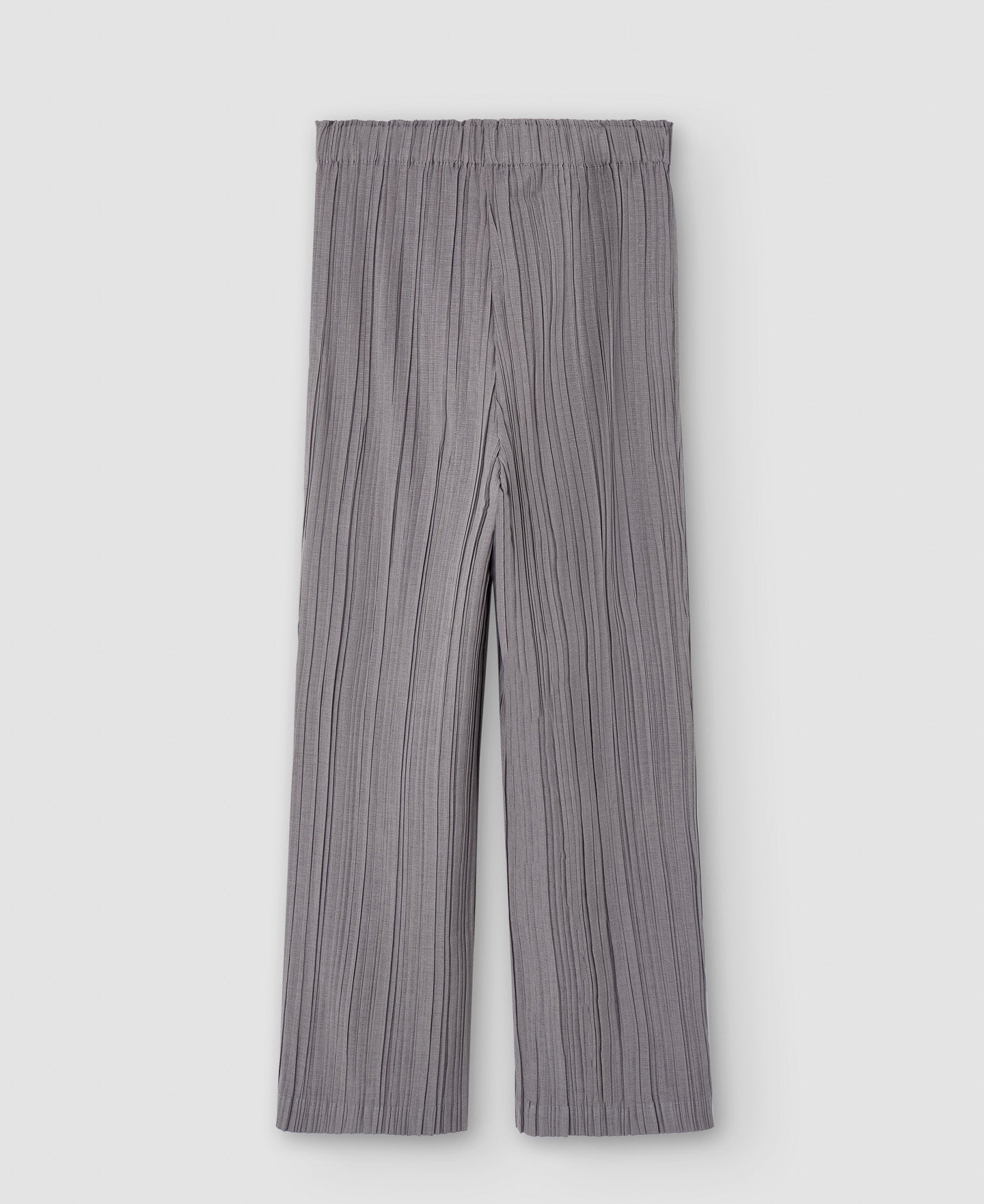 Women Trousers | Grey Crinkle Wide Leg Trousers by Spanish designer Adolfo Dominguez