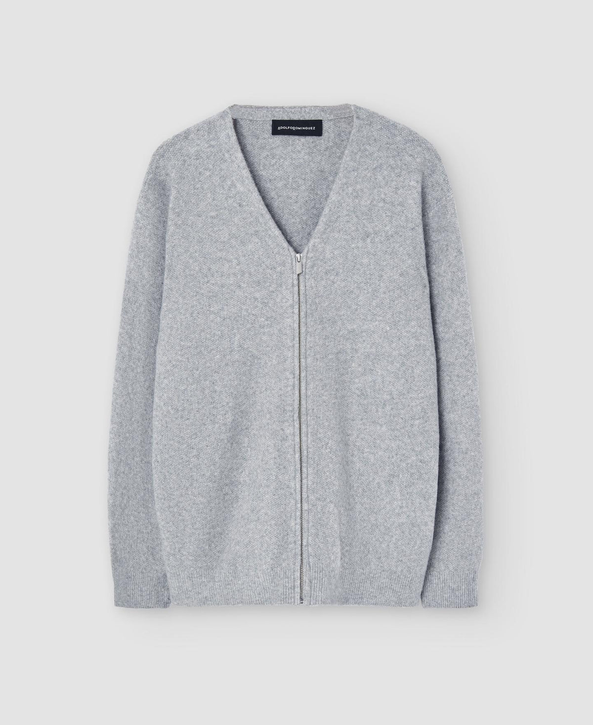 Men Knit Jacket | Grey Melange Knitted Jacket In Wool Fabric by Spanish designer Adolfo Dominguez