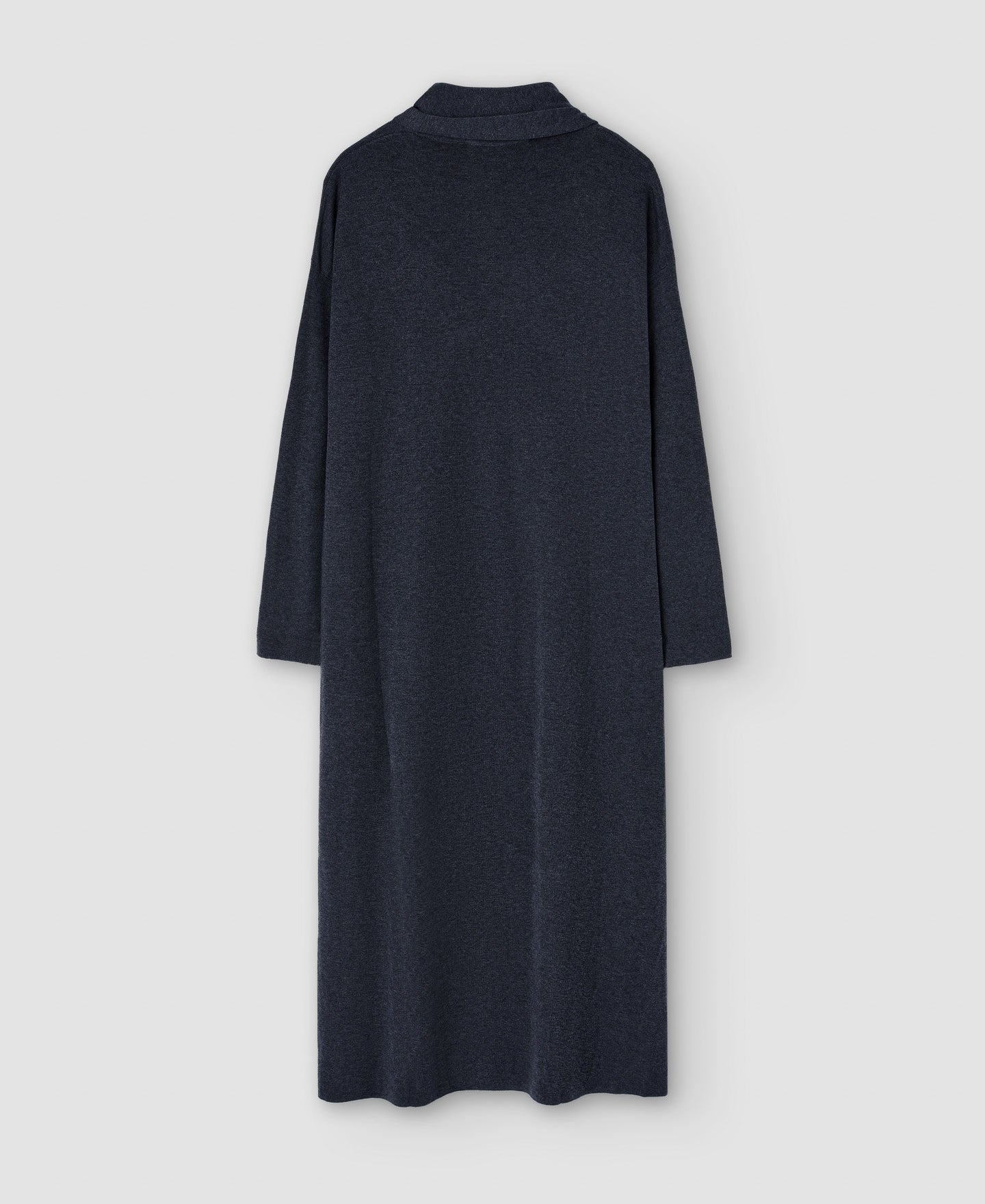 Women Dress | Grey Melange Long Scarf-Collar Dress In Lyocell by Spanish designer Adolfo Dominguez