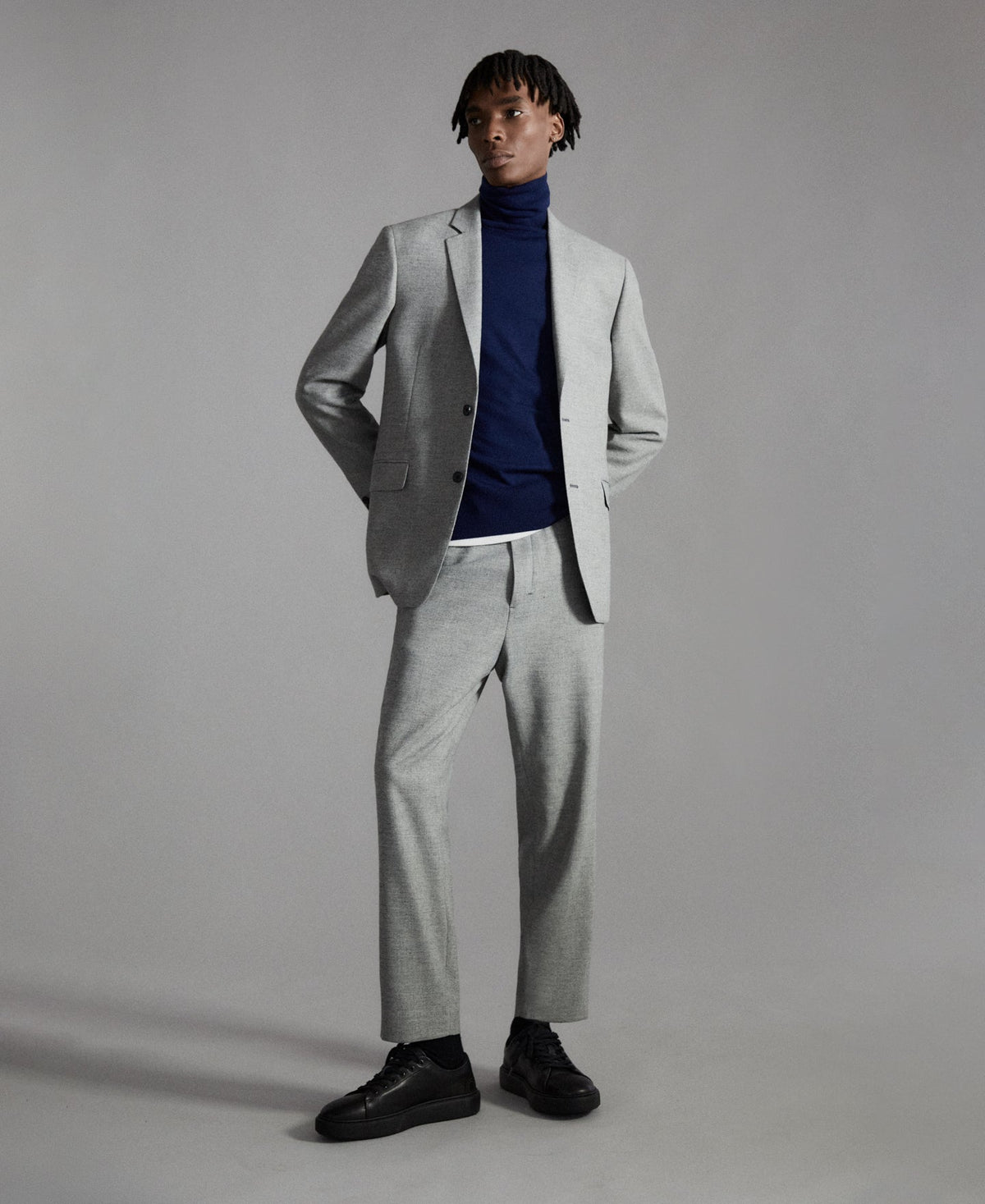 Men Structured Jacket | Grey Tailored Blazer by Spanish designer Adolfo Dominguez