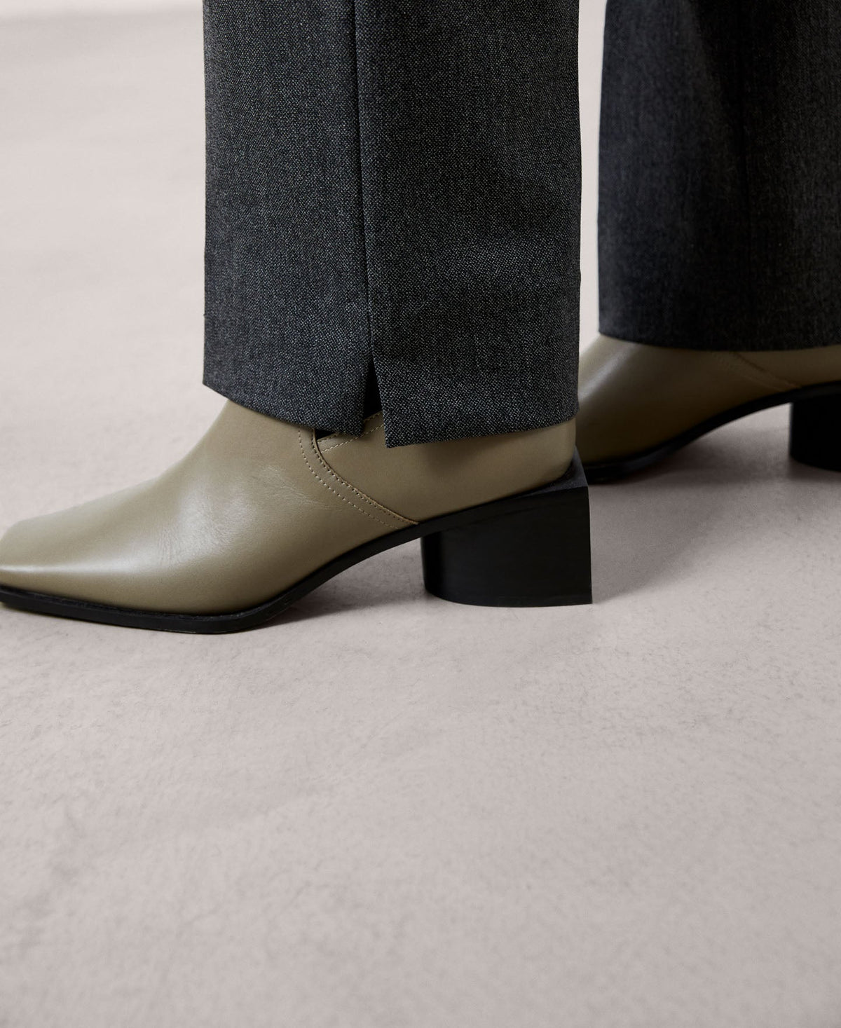 Women Trousers | Grey/Black Skinny Trousers Side Closure by Spanish designer Adolfo Dominguez