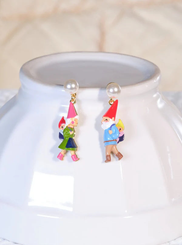 Hiking Garden Gnome Family Earrings