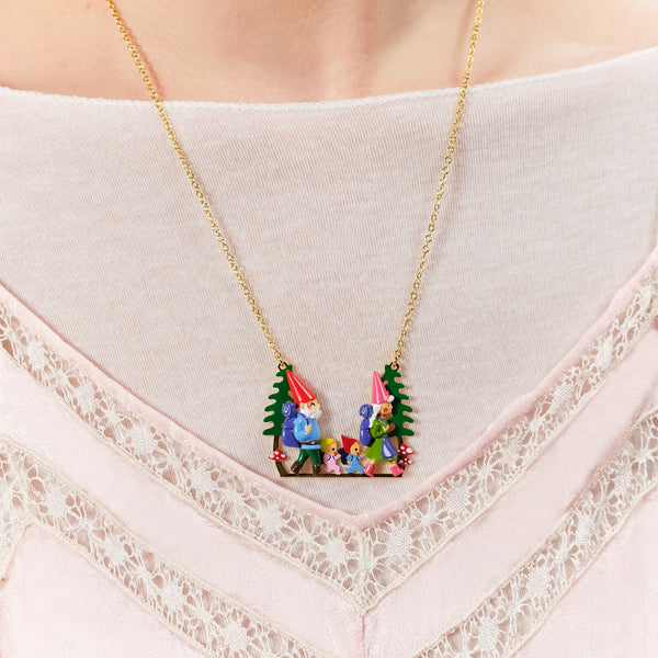 Hiking Toadstool Family Statement Necklace | ASCP3031