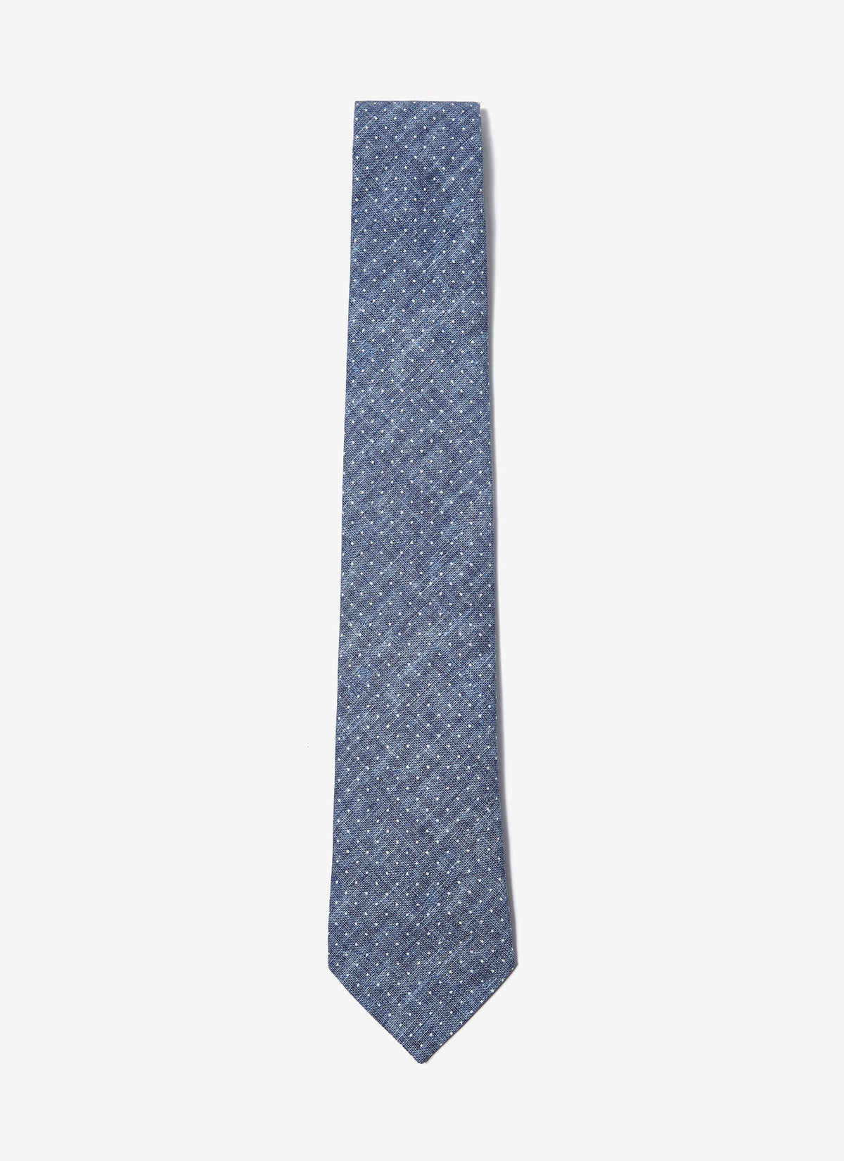 Men Tie | Indigo Denim Tie With Pindot Prin by Spanish designer Adolfo Dominguez