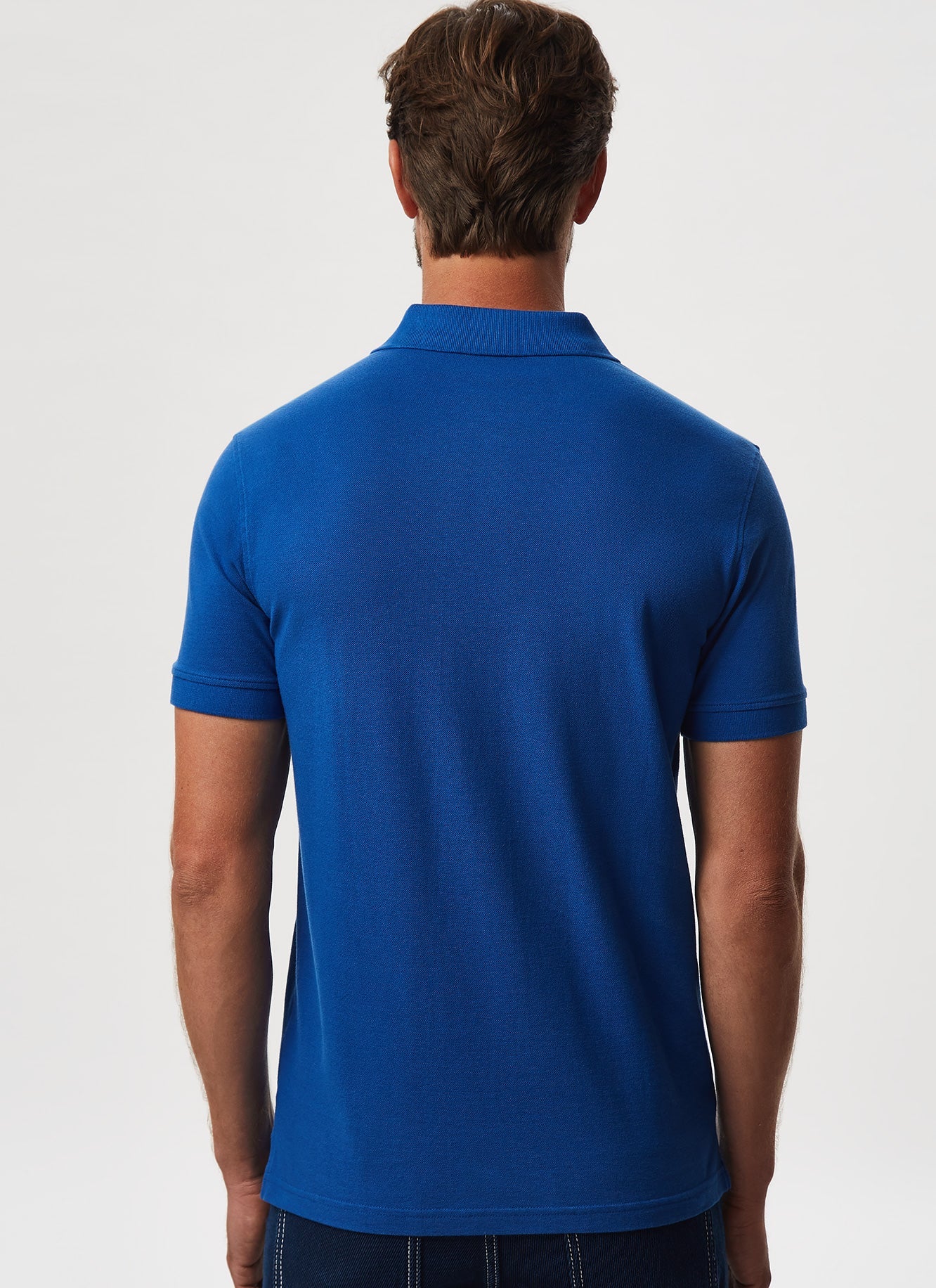 Men Polo | Ink Blue Cotton Pique Washed Polo Shirt by Spanish designer Adolfo Dominguez