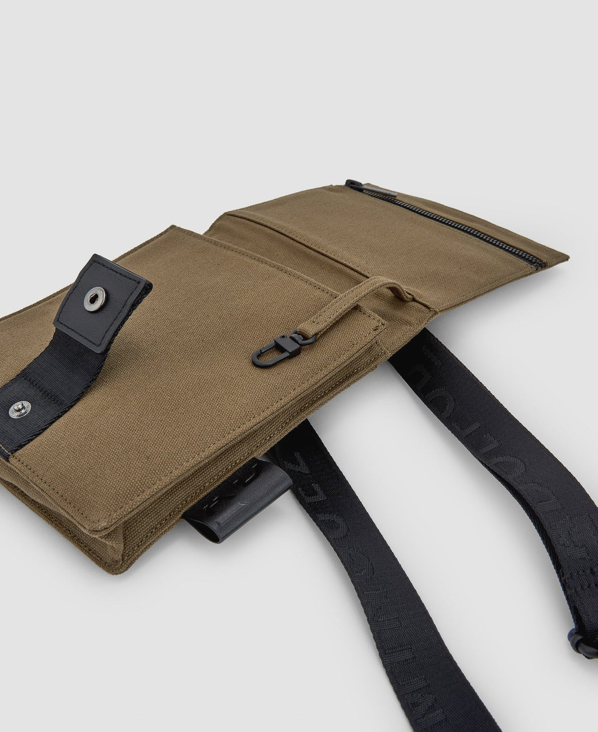 Men Bags | Khaki Cotton Canvas Small Shoulder Bag by Spanish designer Adolfo Dominguez