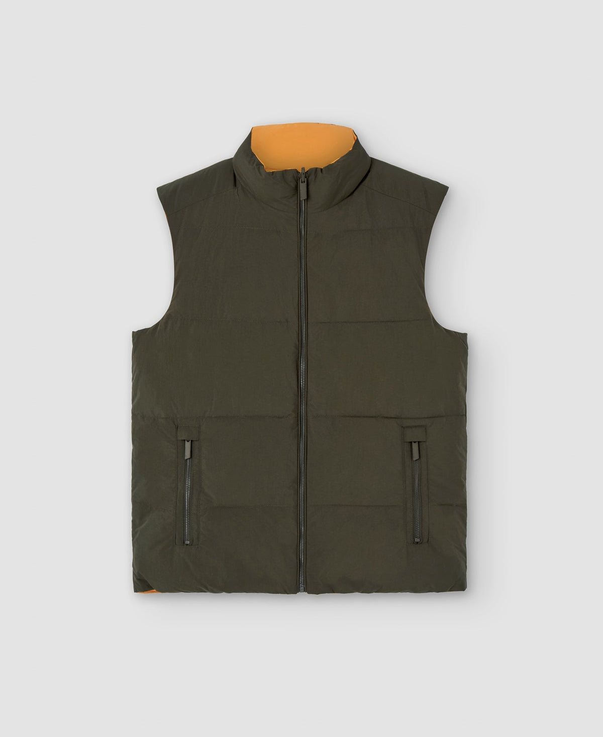 Men Vest | Khaki Reversible Padded Nylon Vest by Spanish designer Adolfo Dominguez