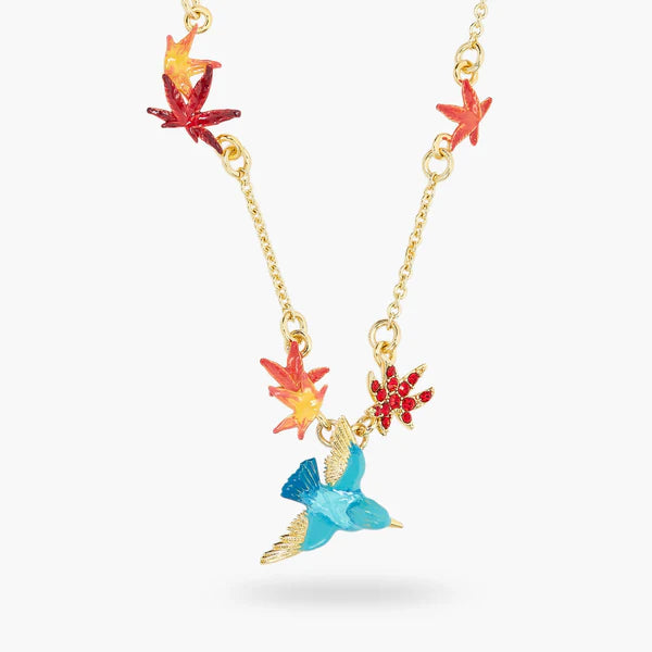 Kingfisher And Maple Leaf Statement Necklace | aspl3031