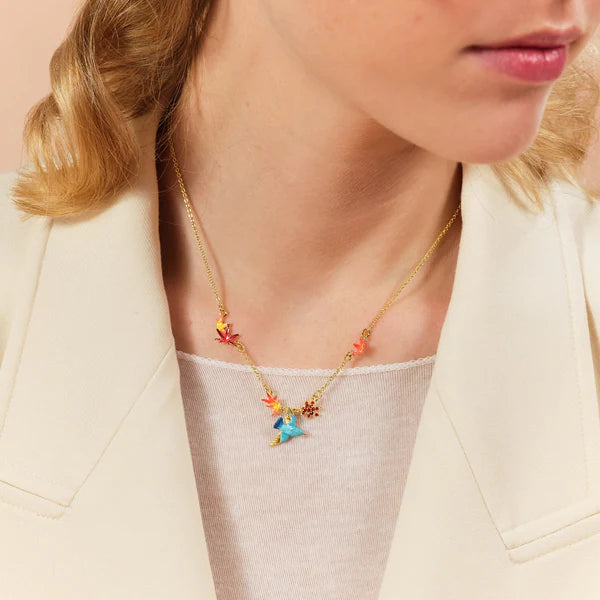 Kingfisher And Maple Leaf Statement Necklace | ASPL3031