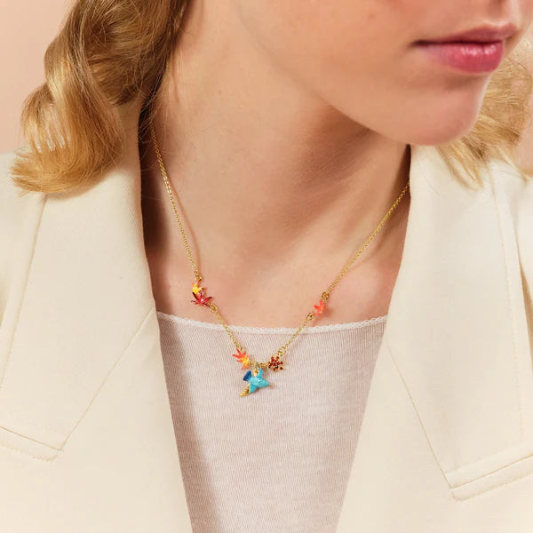 Kingfisher And Maple Leaf Statement Necklace | aspl3031
