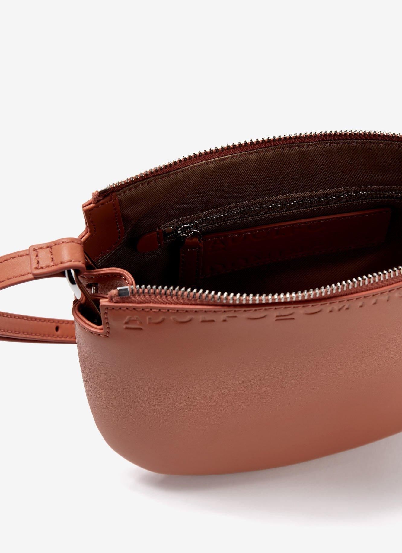 Women Leather Bag | Makeup Vachetta Leather Semi-Circular Bag by Spanish designer Adolfo Dominguez