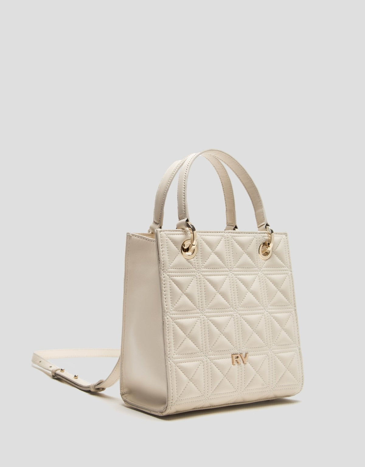 Handbags | Mini Cute Ecru Quilted Leather Satchel Bag by Spanish designer Roberto Verino
