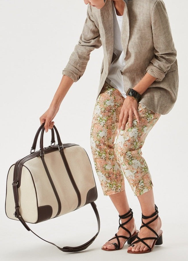 Women Trousers | Multicolor Linen Trousers With 'Orballo' Print by Spanish designer Adolfo Dominguez