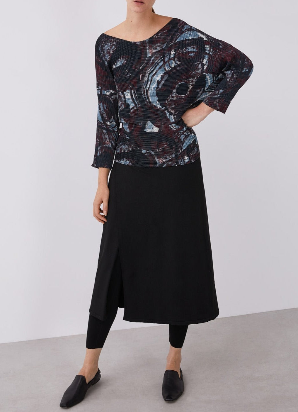 Women Shirt | Multicolor Printed Crinkle Sweatshirt by Spanish designer Adolfo Dominguez