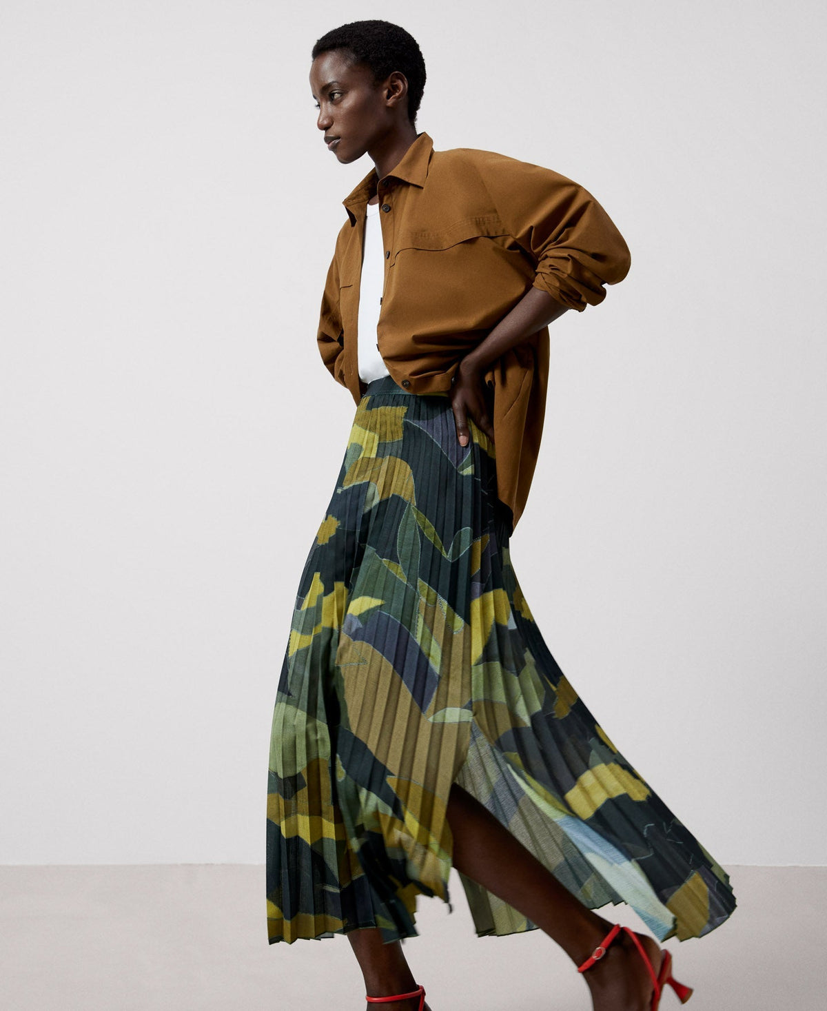 Women Skirt | Multicolor2 Pleated Midi Skirt by Spanish designer Adolfo Dominguez