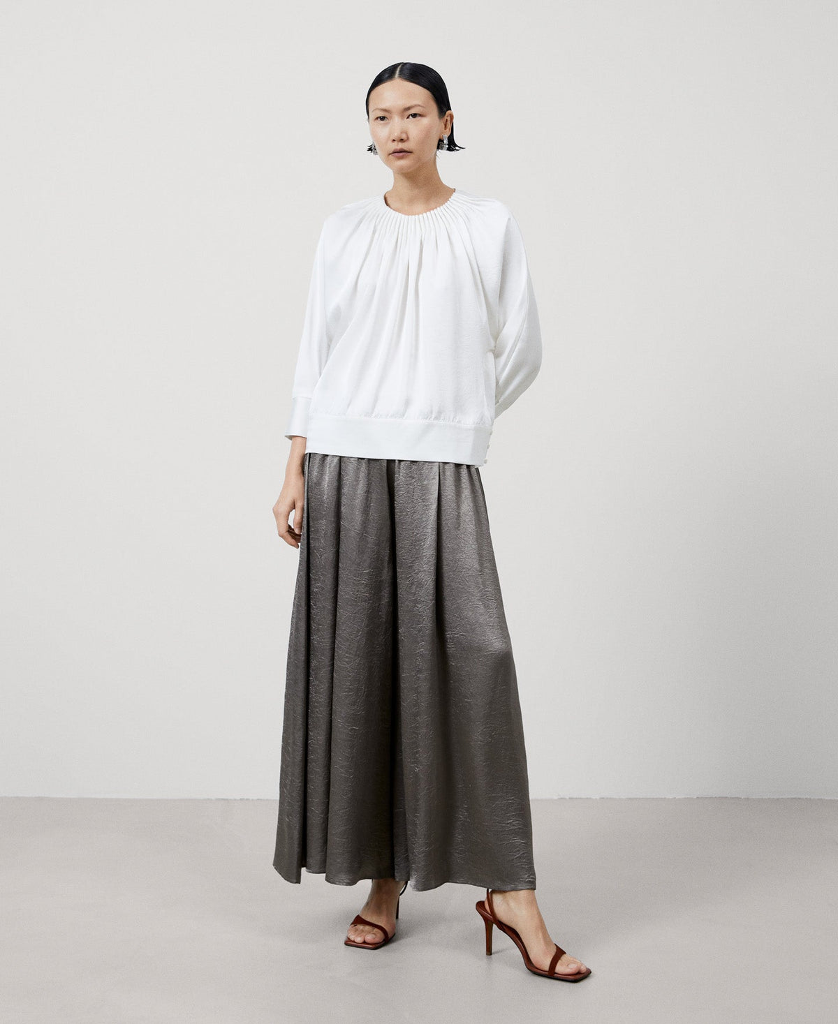 Women Short Sleeved Shirt | Natural White Dolman Sleeve Shirt by Spanish designer Adolfo Dominguez